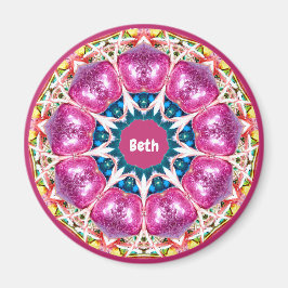 BETH ~ Personlig Rosa 3D Mönster Fractal ~ Magnet