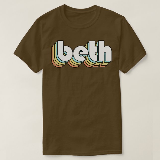 Beth Retro Rainbow Typography Faded Stil 2 T Shirt (Design framsida)
