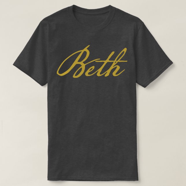 Beth Typography Guld-skript T Shirt (Design framsida)