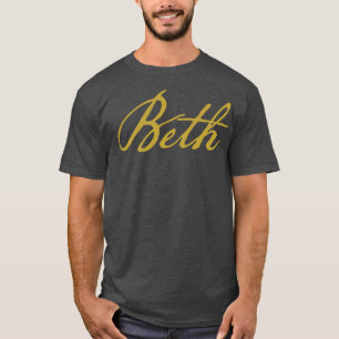 Beth Typography Guld-skript T Shirt