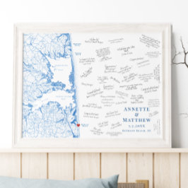 Bethany Beach Bröllop Elegant Gästboksposter Poster