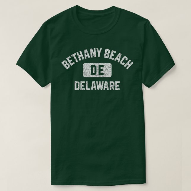 Bethany Beach DE Delaware Gym Stil Distress Whi T Shirt (Design framsida)