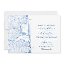 Bethany Beach DE Karta Elegant Navy Blue Bröllop