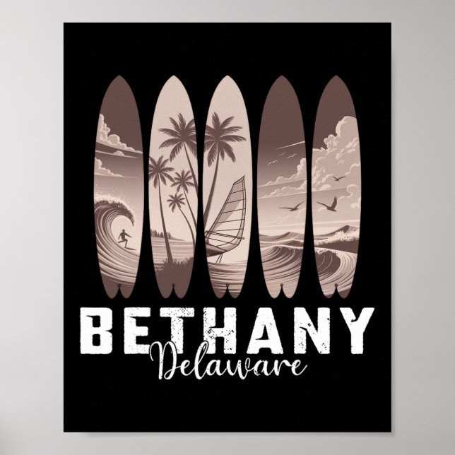 Bethany Beach Delaware Surfbräda Män Kvinnor Surfn Poster (Framsidan)