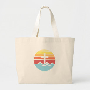 Bethany Beach Retro Sunset Canvas Tote Jumbo Tygkasse