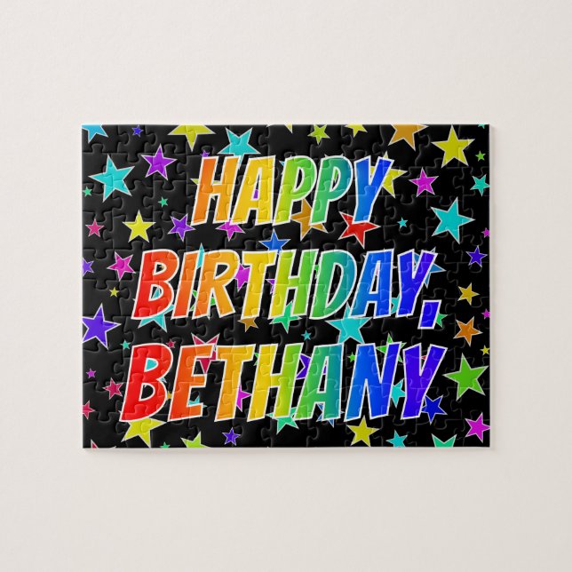 "BETHANY" Första Namn, Roligten "GRATTIS PÅ FÖDELS Pussel (Horisontell)