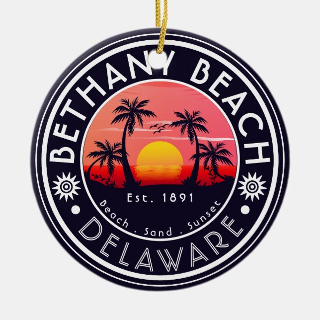 Bethany-stranden Delaware Sunset Beach Handflatan  Julgransprydnad Keramik (Framsidan)