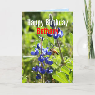Bethany Texas Bluebonnet Grattis på födelsedagen Kort