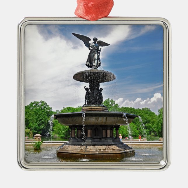 Bethesda "ängel av bevattnar" Central Park, NYC Julgransprydnad Metall (Framsidan)
