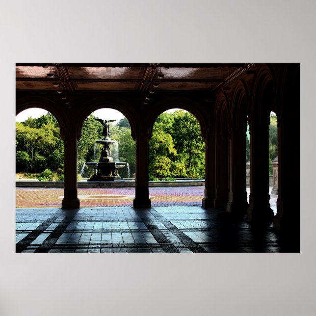 Bethesda Terrace i New York Central Park Photo Poster (Framsidan)