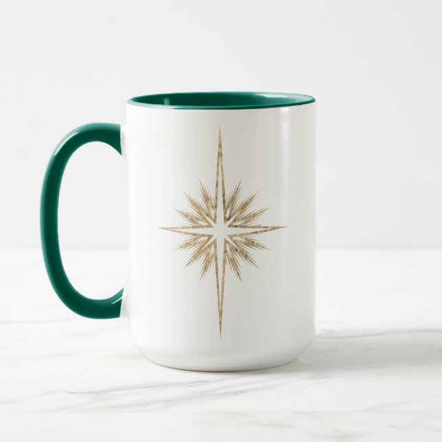 Bethlehem Julstjärna Skrift Grön jul  Mugg (Vänster)