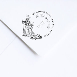 Bethlehem Star Heliga Family Returadress Självfärgande Stämpel