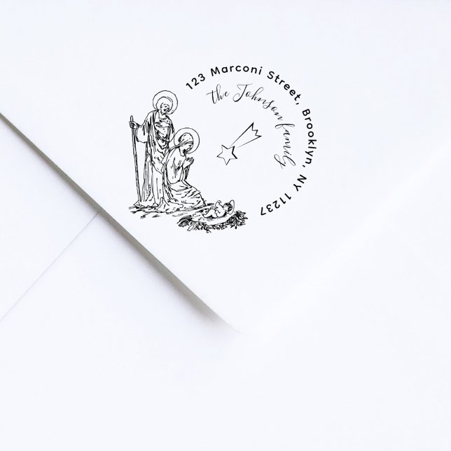 Bethlehem Star Heliga Family Returadress Självfärgande Stämpel (Skapare uppladdad)