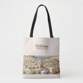 Bethlehem Watercolor Tote Bag - Där freden börjar Tygkasse