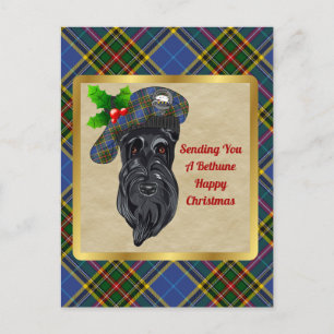 Bethune Klan Badge & Tartan jul Vykort