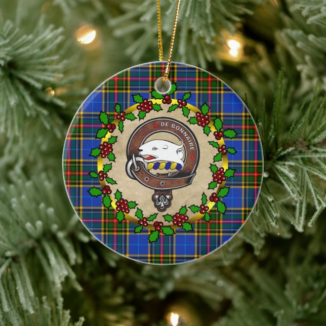 Bethune Klan Badge & Tartan Personlig Julafton Julgransprydnad Keramik (Träd)