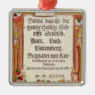 Betitla sidan från den Luther bibeln, c.1530 Julgransprydnad Metall