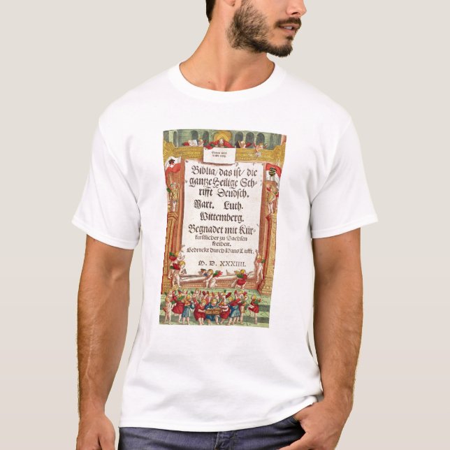 Betitla sidan från den Luther bibeln, c.1530 Tee (Framsida)