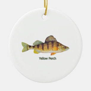 Betitlad gul Perch Julgransprydnad Keramik