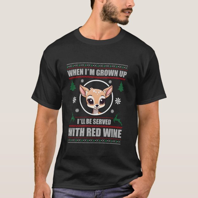 betjänat med Red Vin Ugly-Långärmaden T Shirt (Framsida)