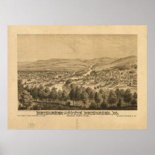 Betlehem Pennsylvania 1877 Antique Panoramic Karta Poster