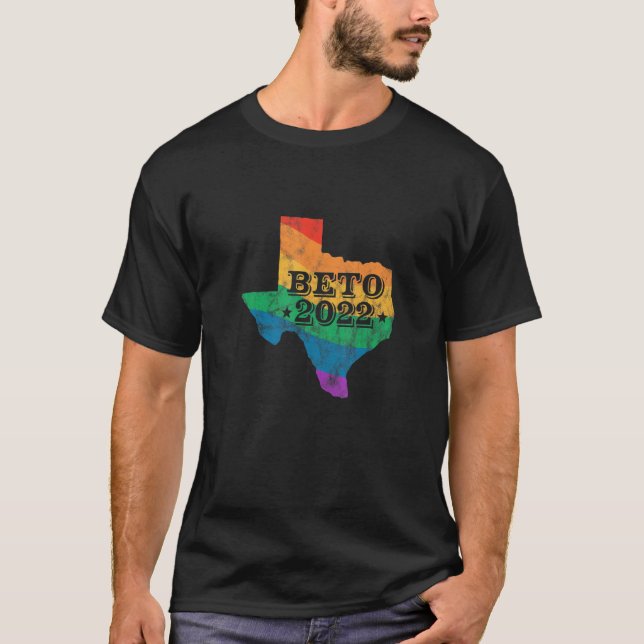 Beto 2022 LGBT Rainbow Texas Karta Orourke Val T Shirt (Framsida)