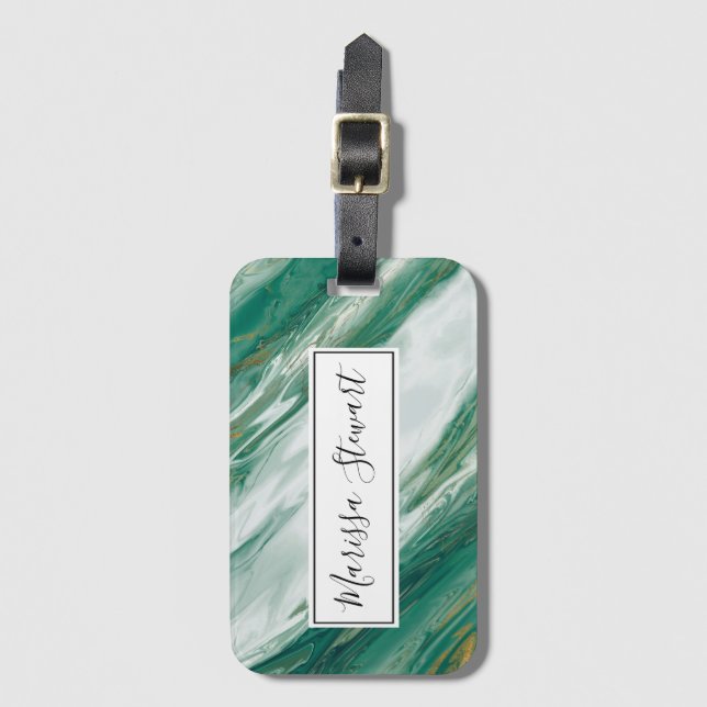 Betonad målad marmor för smaragdJadegrönt guld Bagagebricka (Framsida vertikal)