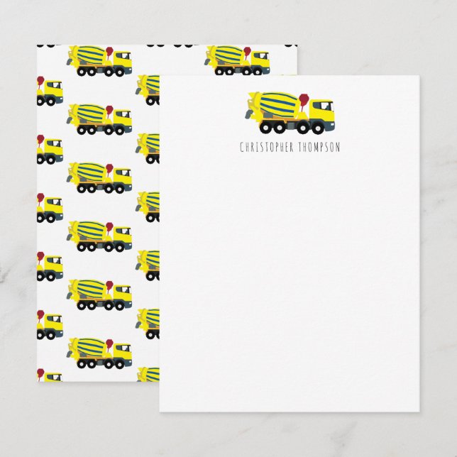Betong Cement Lastbil Bygg Barn Barn Anteckningskort (Fram/baksida)