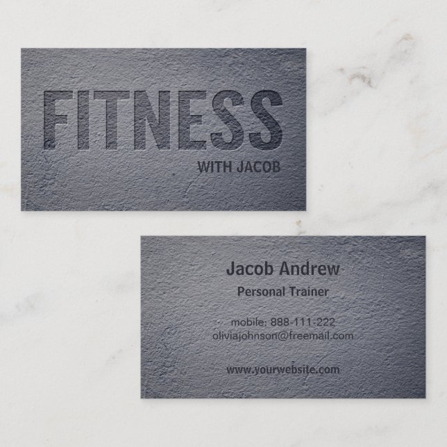 Betong Falsk Boktryck Fitness Personlig Tränare Visitkort (Fram/baksida)