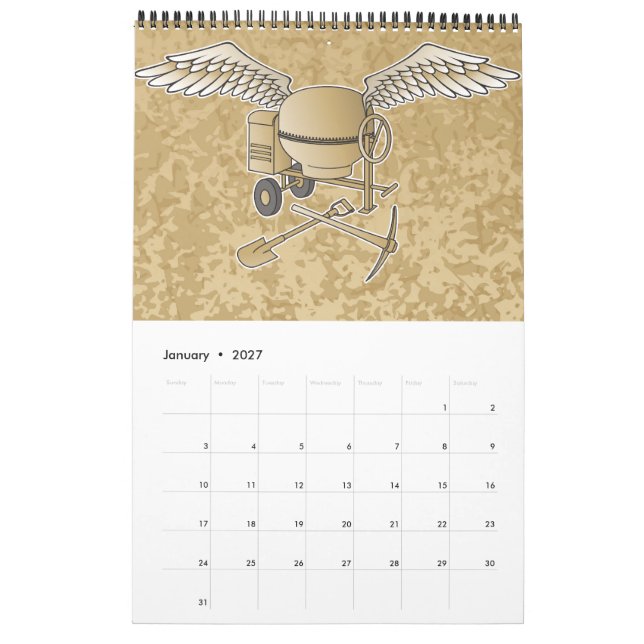 Betongblandare beige kalender (Jan 2027)