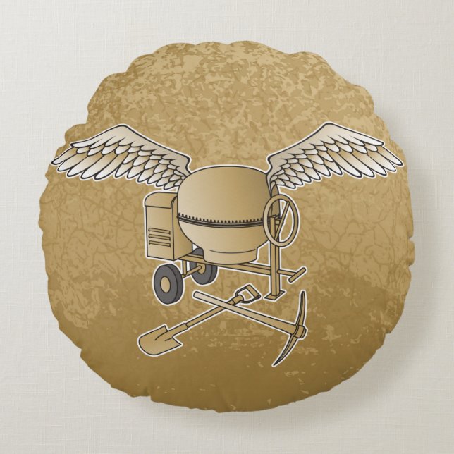 Betongblandare beige rund kudde (Framsidan)