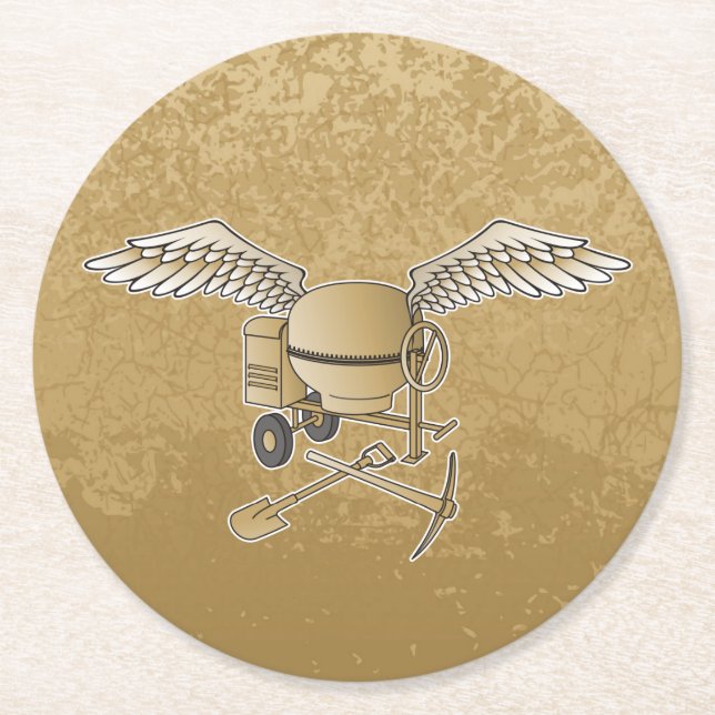 Betongblandare beige underlägg papper rund (Framsidan)