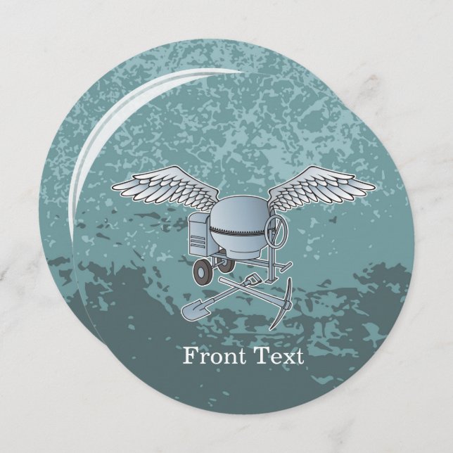 Betongblandare, blått grått inbjudningar (Fram/baksida)