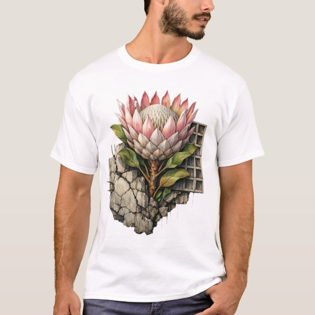 Betongblomning — Botanisk urban kontrastdesign  T Shirt (Framsida)