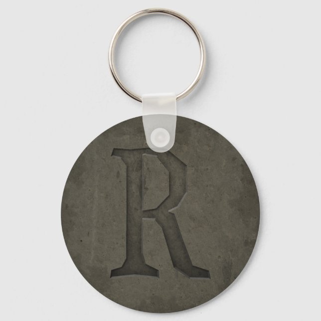 Betongmonogram Brev R Nyckelring (Framsida)