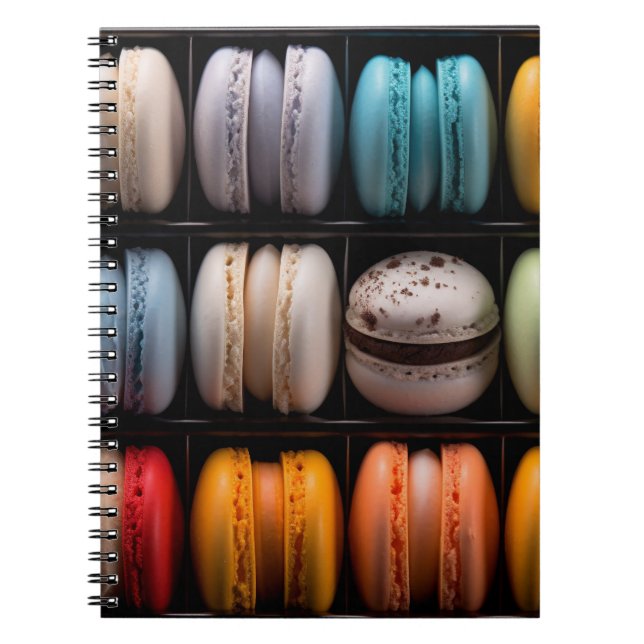 Betoverende Macarons in heerlijke felle Kleuren Anteckningsbok (Framsidan)