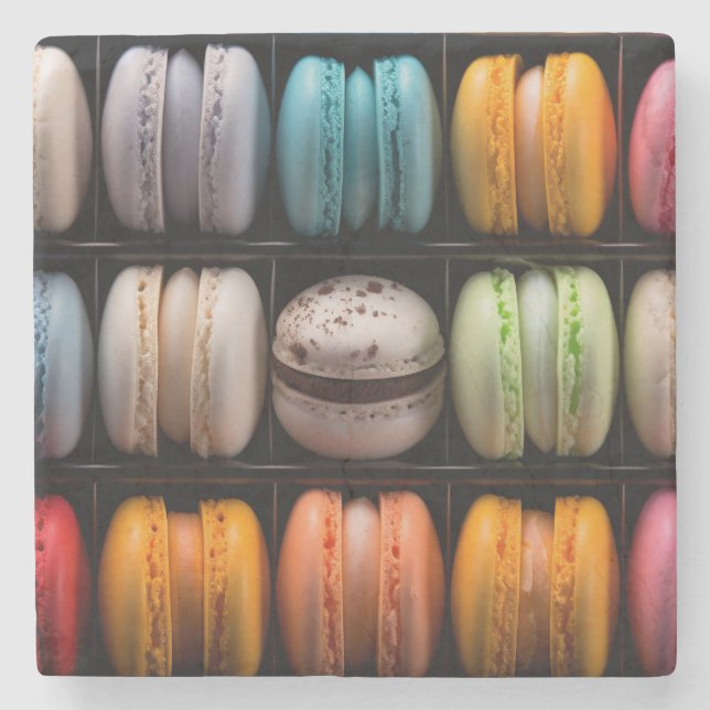 Betoverende Macarons in heerlijke felle Kleuren Stenunderlägg (Framsidan)