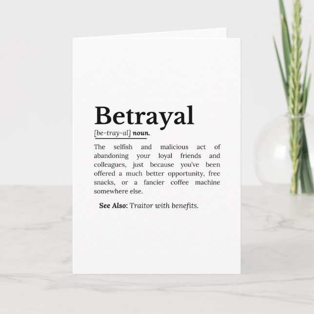 Betrayal Definition Funny version Kort (Framsida)