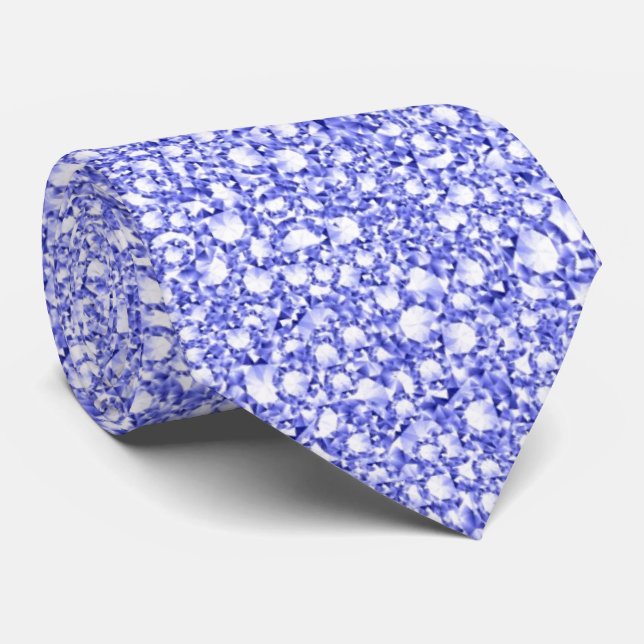 Betrodda blå diamanter Se Glitter Mönster Slips (Rullad)