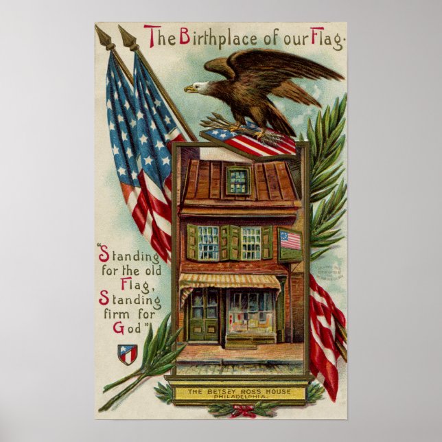 Betsey Ross House, Eagle & Flagga Poster (Framsidan)
