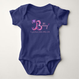 Betsy-flickor namn & mening B monogram baby romper T Shirt