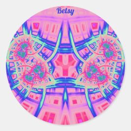 BETSY ~ Rosa Blue and Grönt BRIGHT ROLIGT! ~ Runt Klistermärke