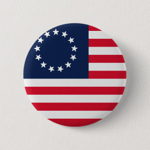 Betsy Ross 13 Stars American Flagga Knapp