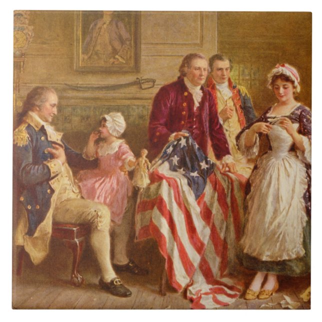 Betsy Ross, 1777 (Amerikansk historia) (USA Patrio Kakelplatta (Framsidan)