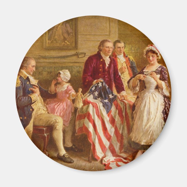 Betsy Ross 1777 av Jean Leon Gerome Ferris Magnet (Framsidan)