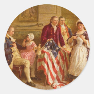Betsy Ross 1777 av Jean Leon Gerome Ferris Runt Klistermärke