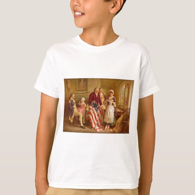 Betsy Ross 1777 av Jean Leon Gerome Ferris T-shirt (Framsida)