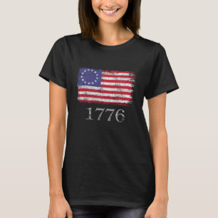 Betsy Ross 4:e juli amerikanska Flagga 1776 Retro T Shirt