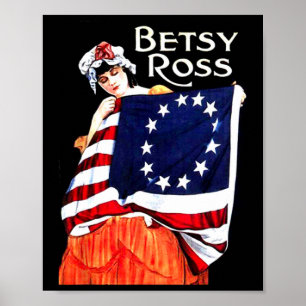 Betsy Ross American Flagga 1776 Art 4:e juli-gåva Poster