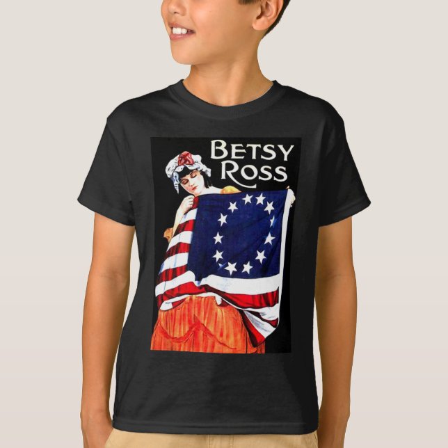 Betsy Ross American Flagga 1776 Art 4:e juli-gåva T Shirt (Framsida)